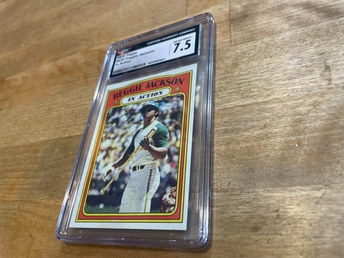 1972 Topps Baseball Card #436 REGGIE JACKSON IN ACTION CGC 7.5 NMT+ Oakland A'S