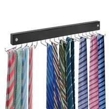Tie Rack Wall Mounted Natural Wood Tie Organizer Holds 20 Ties/Belt/Purse Tie