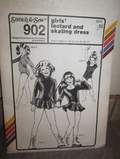 Vintage Stretch & Sew #902 Girls Leotard & Skating Dress~ Ann Person Chest 21-27