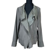 Simply Vera Women's Gray Green Short Jacket Shiny Rayon Fabric Size L