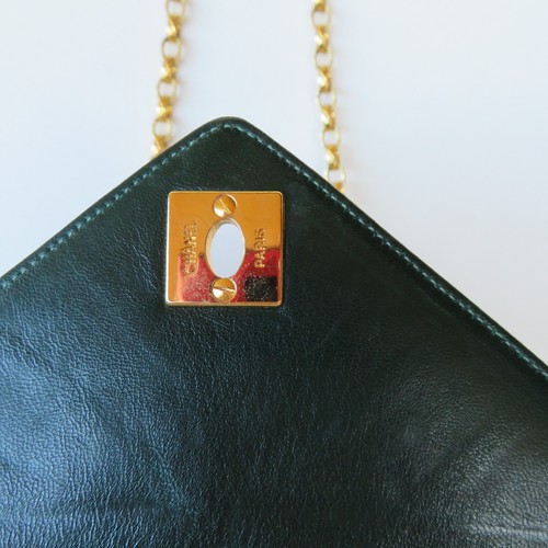Chanel Crossbody Shoulder Bag Quilted Green Satin Leather Tassel Gold Vintage - Picture 9 of 24