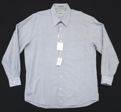 Mondo di Marco Men's 16 32/33 Check Long Sleeve Button Up Dress Shirt Blue NWT