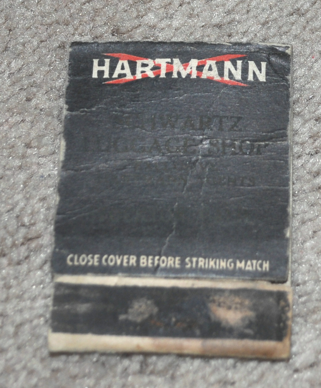 1930s Advertising Matchbook Cover - Hartmann Travel Goods Luggage Steamer Trunk!