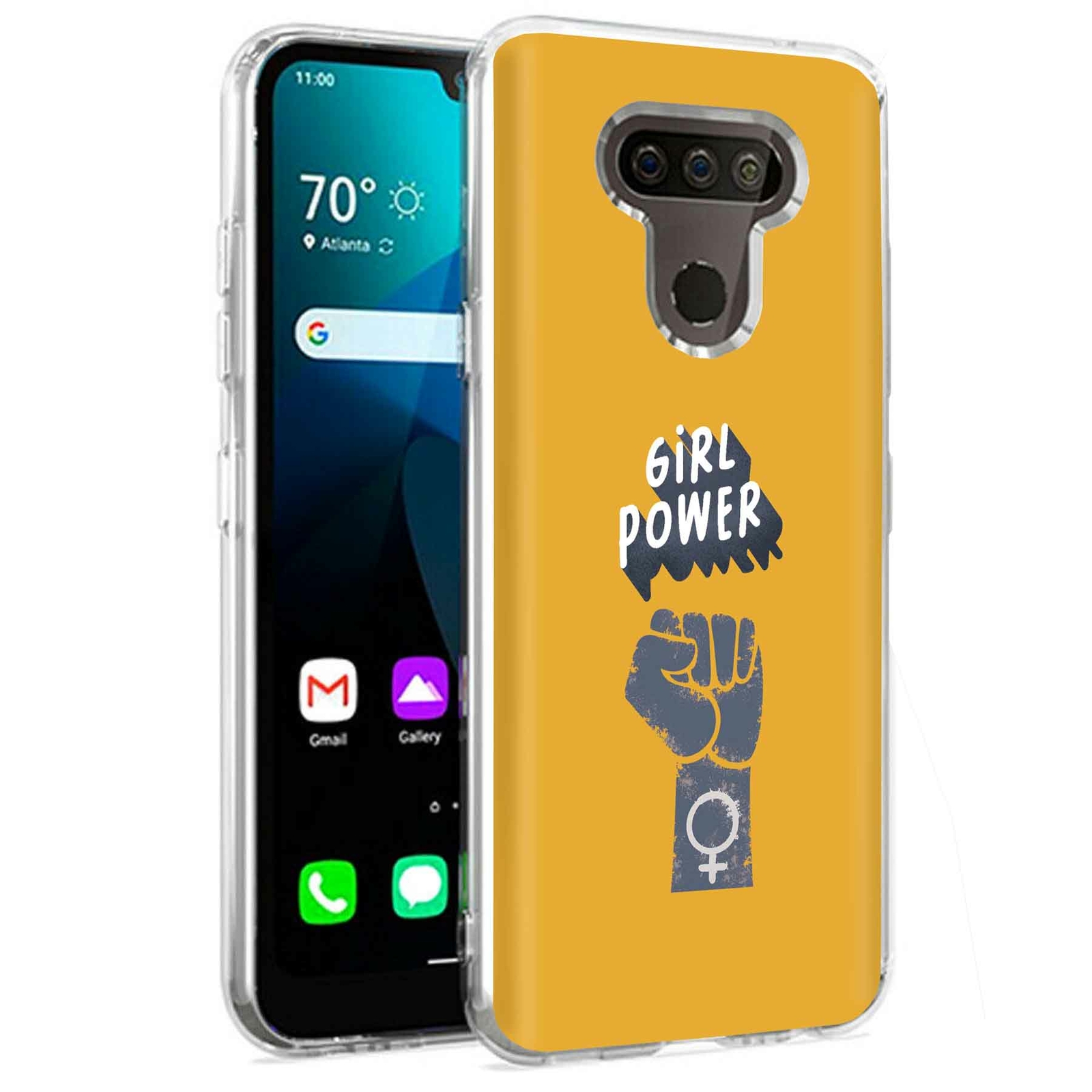 Shockproof Girl Power Grip Case for LG Harmony 4 Xpression Plus 3 K40S  -image