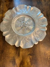 Rose Embossing Vintage Aluminum Lazy Susan/Cake/Sandwich Tray Indiana Glass 3 Co