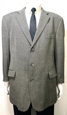 Stafford Brown Herringbone Wool Tweed 3 Button Blazer Size 48R Gray Jacket
