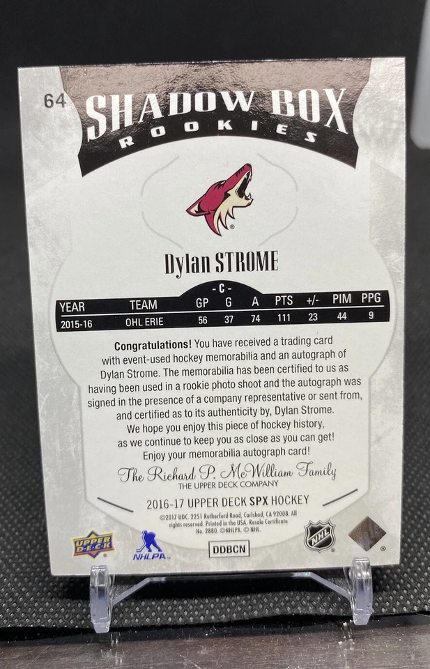 2016-17 SPx Gold Premium Material /99 Dylan Strome #64 Rookie Auto RC - Image 2 of 2
