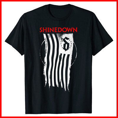 Shinedown Shredded Flag Black Cotton T-Shirt S-5XL