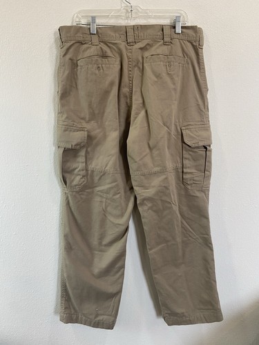 RedHead Blue Flannel Lined Cargo Pants Men’s 36x30 Beige Outdoor Pockets NWT - Picture 2 of 9
