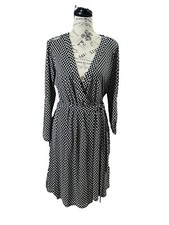 NWT Calvin Klein Wrap Dress W10 Tab Sleeves Black White Vintage