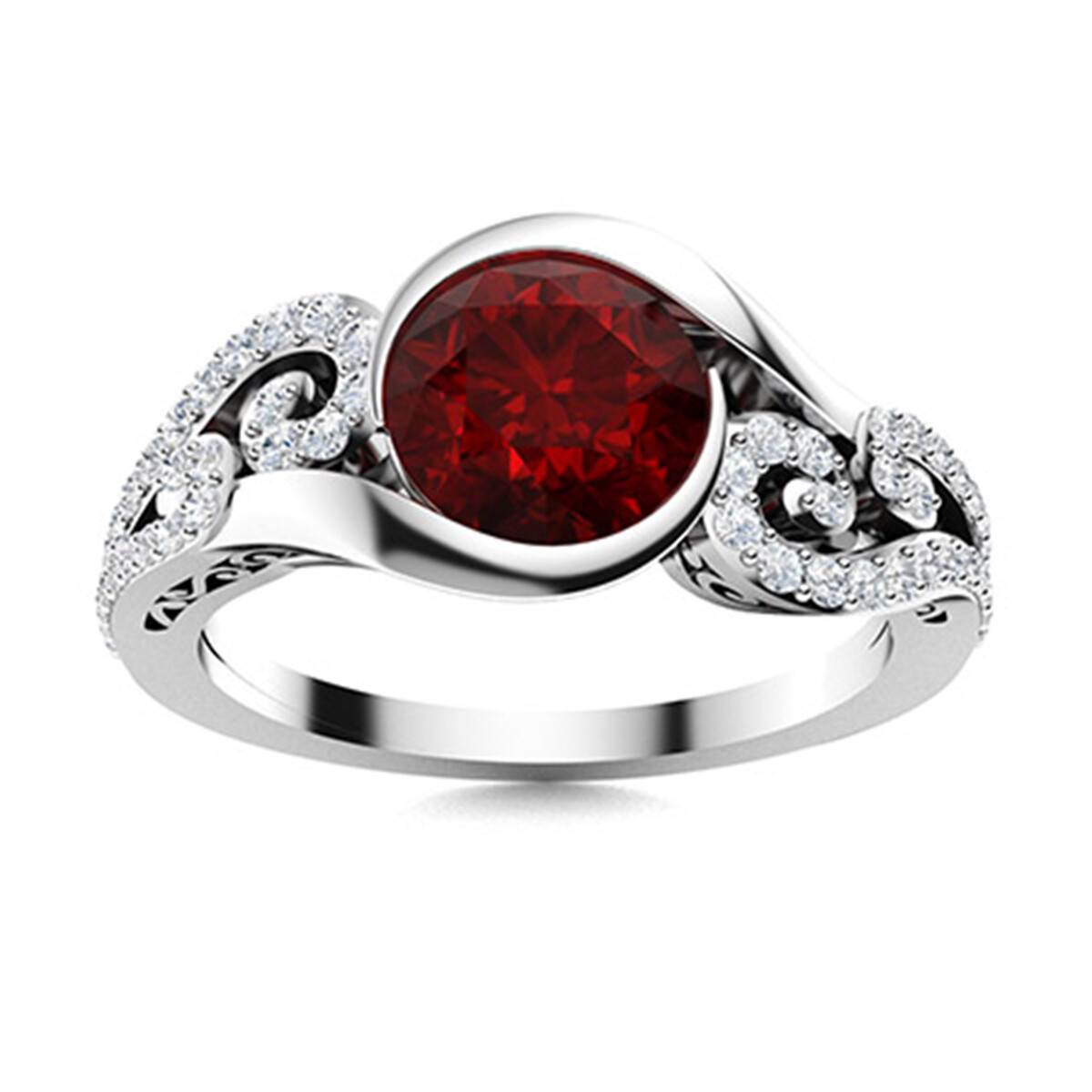 Vintage Inspired Ctw Round Shape Garnet Promise Ring 925