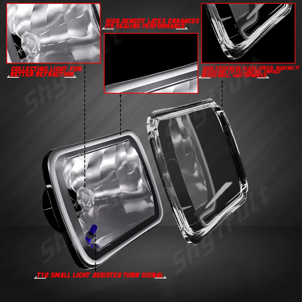 2x 5x7"7x6" Faros LED HI-LO Halo DRL Fit GMC S15 Jimmy para Chevy C10 C20 C4 Foto 3 de 4