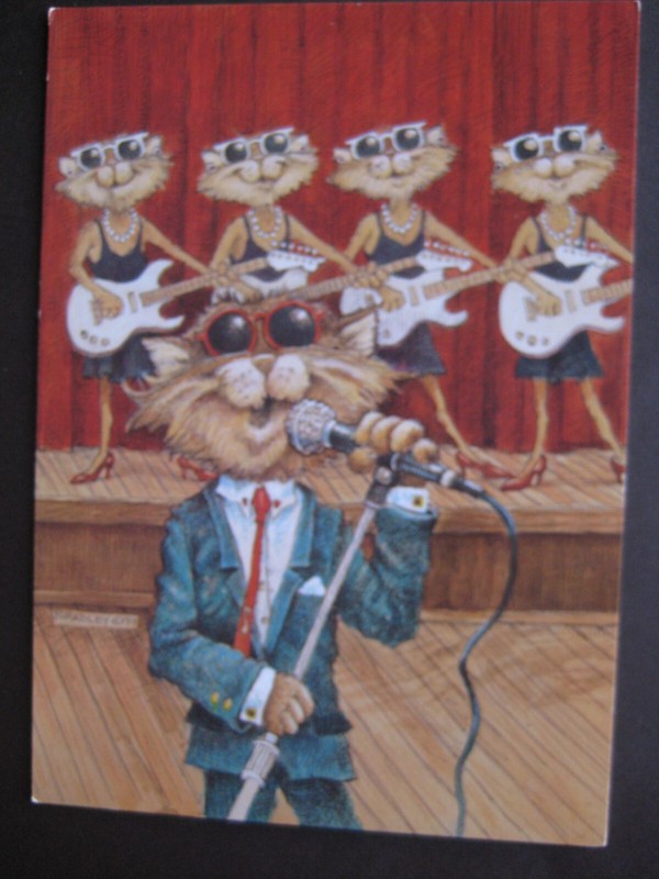 UNUSED vintage greeting card Dale Bradley Cat Imitates Simply Irresistible Video