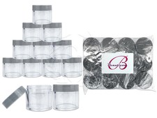 12 Pieces 30 Gram/30ml Plastic Clear Sample Jar Containers with Gray Flat Lids