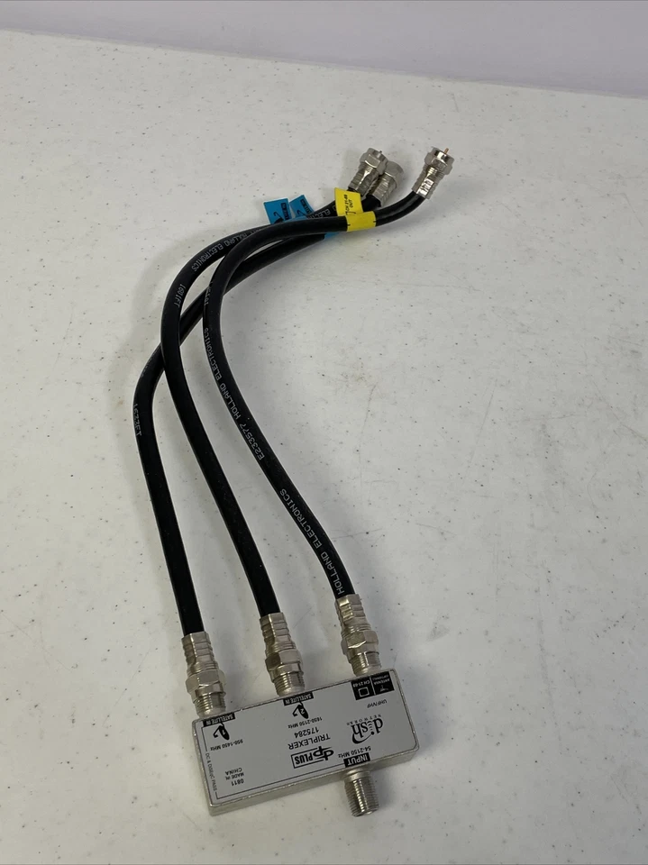 Dish Network Triplexer 175284 Satellite DP PLUS  w/ Coax Cables Pre Owned Tested - Image 3 of 4