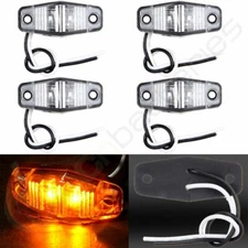 4pcs Side Fender Marker Trailer Clear/Amber Universal Mount Clearance LED Light