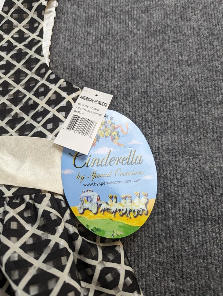 Золушка платье девочек 8 по особым случаям черный / белый бант с подкладкой платье новый с Ярлыками - Изображение 3 из 4