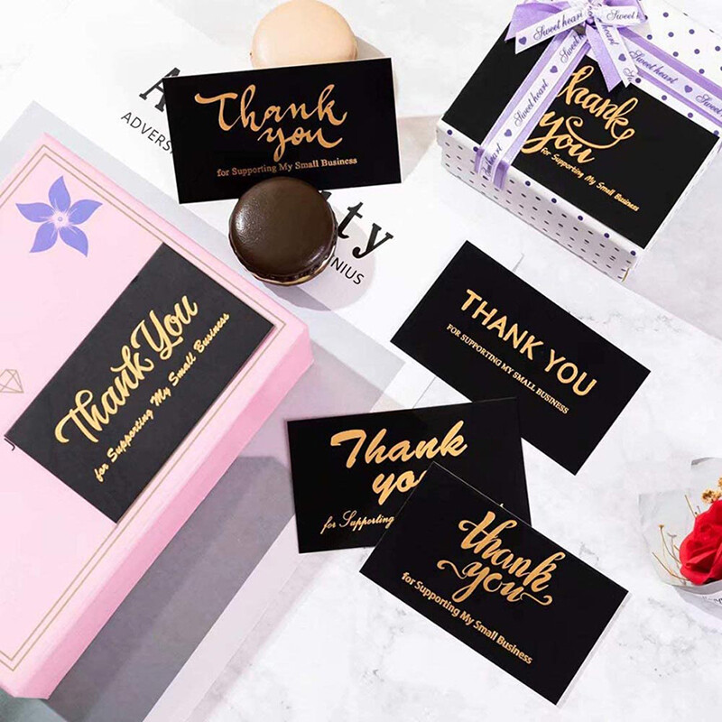 50PCS Black Thank You for Your Order Business Cards Gift Business