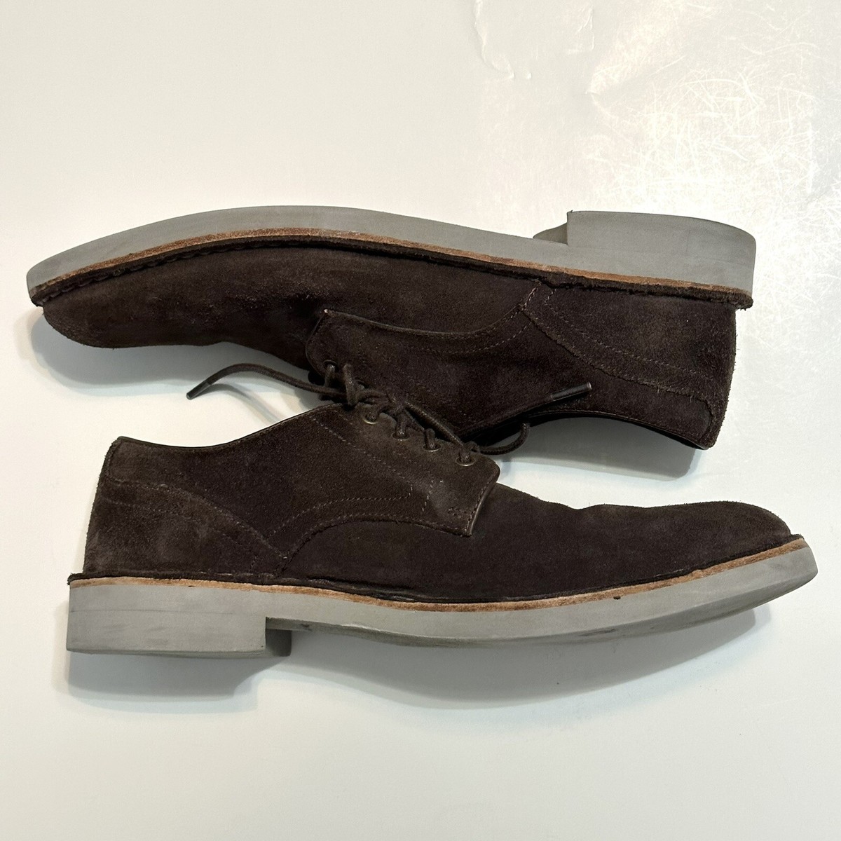 John Varvatos Shoes Mens Size 8 M Sid Eva Brown Suede Derby 