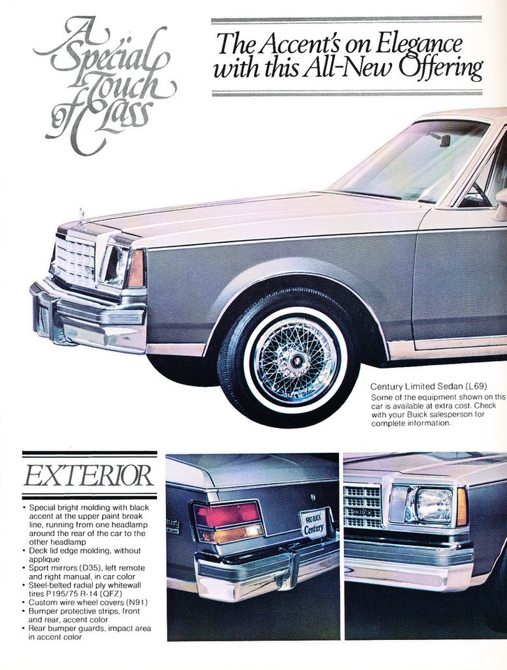 1980 Buick Century Limited Sedan Original Car Sales Brochure Folder Foto 2 de 3