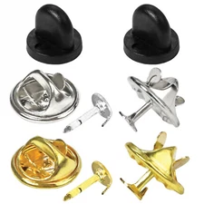 Butterfly Clutch Metal Pin Back Replacement w/ Blank Pins for Craft Making