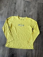 Life Is Good Womens Large Classic Fit Half Full Graphic Long Sleeve Yellow Shirt