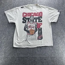 Chicago Bulls Shirt Mens White NBA Basketball Graphic State of Mind Short Sleeve