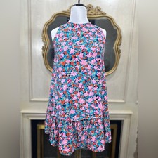 Loft Dress SP Petite Pink Floral Halter Tiered Coquette Bloomcore