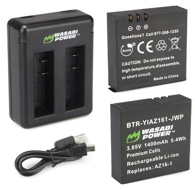 Wasabi Power Battery (2-Pack) and Dual Charger for Xiaomi YI 4K Camera and YI