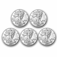 2026 1 oz American Silver Eagle Coin BU (Lot of 5)