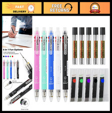 6-in-1 Multifunction Pen Set - 0.7mm Ballpoint  0.5mm Mechanical Pencil, 5 Colo