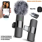 Wireless Lavalier Microphone Video Recording Mic Live For iPhone iPad Android