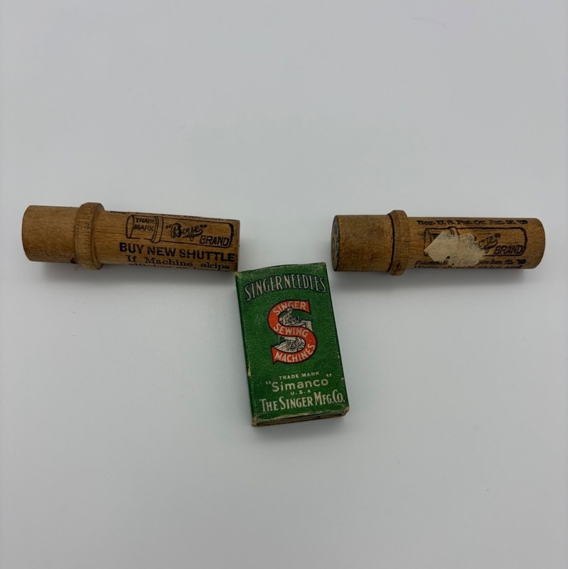 Antique Singer Simanco Boye Sewing Machine Needles Wood Tubes Lot Vintage USA TN