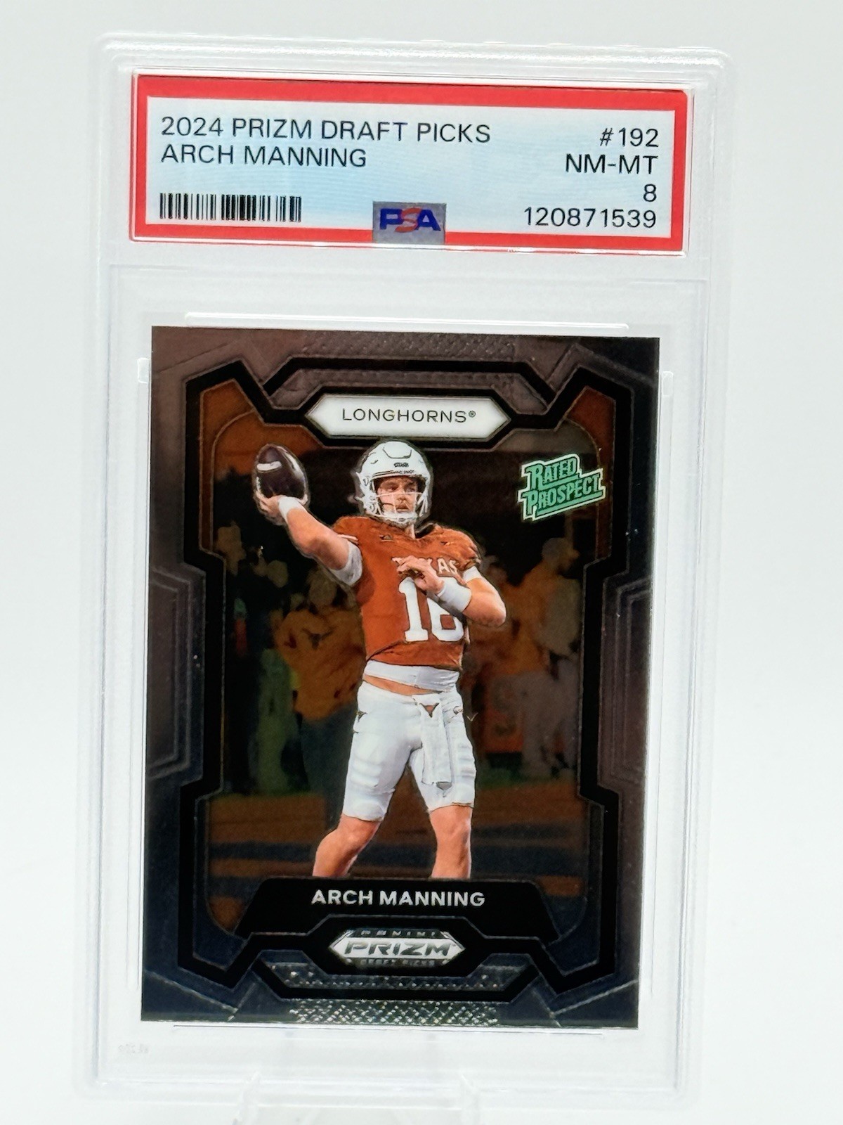 2024 PANINI PRIZM DRAFT PICKS #192 ARCH MANNING Texas PSA 8
