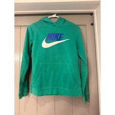 Kids Nike Green Graphic Logo Hoodie Sweatshirt Size Large