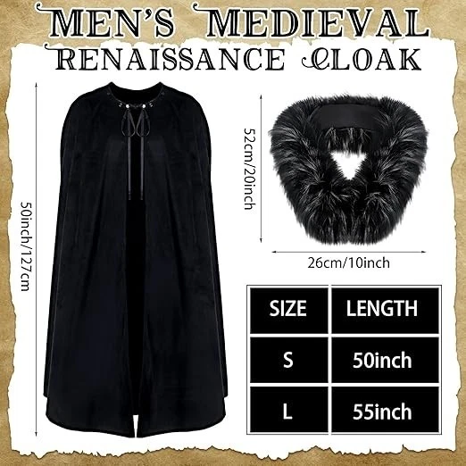 6 Pcs Halloween Men'S Viking Costume Set Medieval Viking Fur Cape Cloak Renaissa - Image 2 of 4