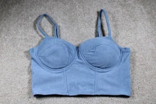 Say What Crop Top Womens Medium Ribbed Bustier Corset Tank Adjustable Straps