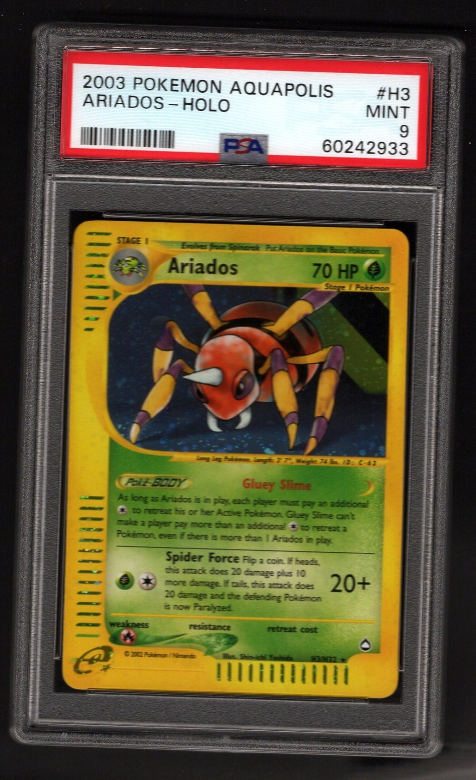 2003 POKEMON AQUAPOLIS ARIADOS-HOLO #H3 PSA 9 MINT