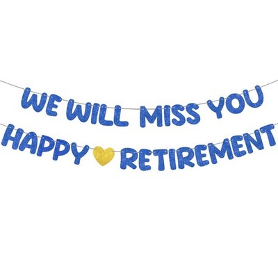 Fulmoon Pre Strung Happy Retirement and We Will Miss You Banner Bunting Retir...