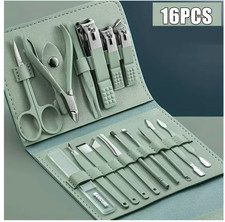 16pcs Professional Nail Clippers and Cuticle Nippers Set with Travel Case