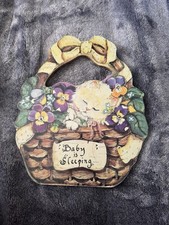 RARE Vintage Baby Is Sleeping Sign With Sleeping Kitten Great Nursery Decor