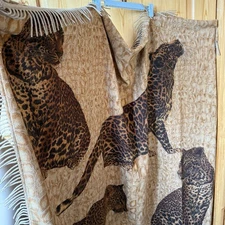 Krizia Lambswool Cashmere Large Blanket Scarf Shawl Throw Leopard Print