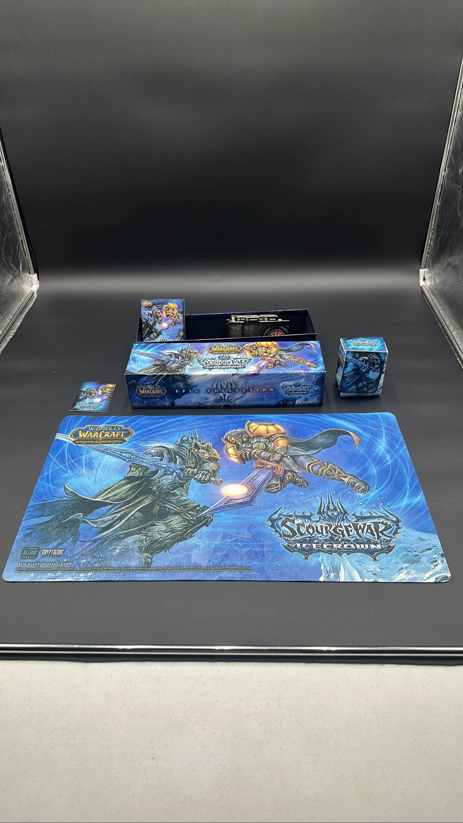 WoW TCG Scourgewar Icecrown Epic Playmat, Collector Box, and