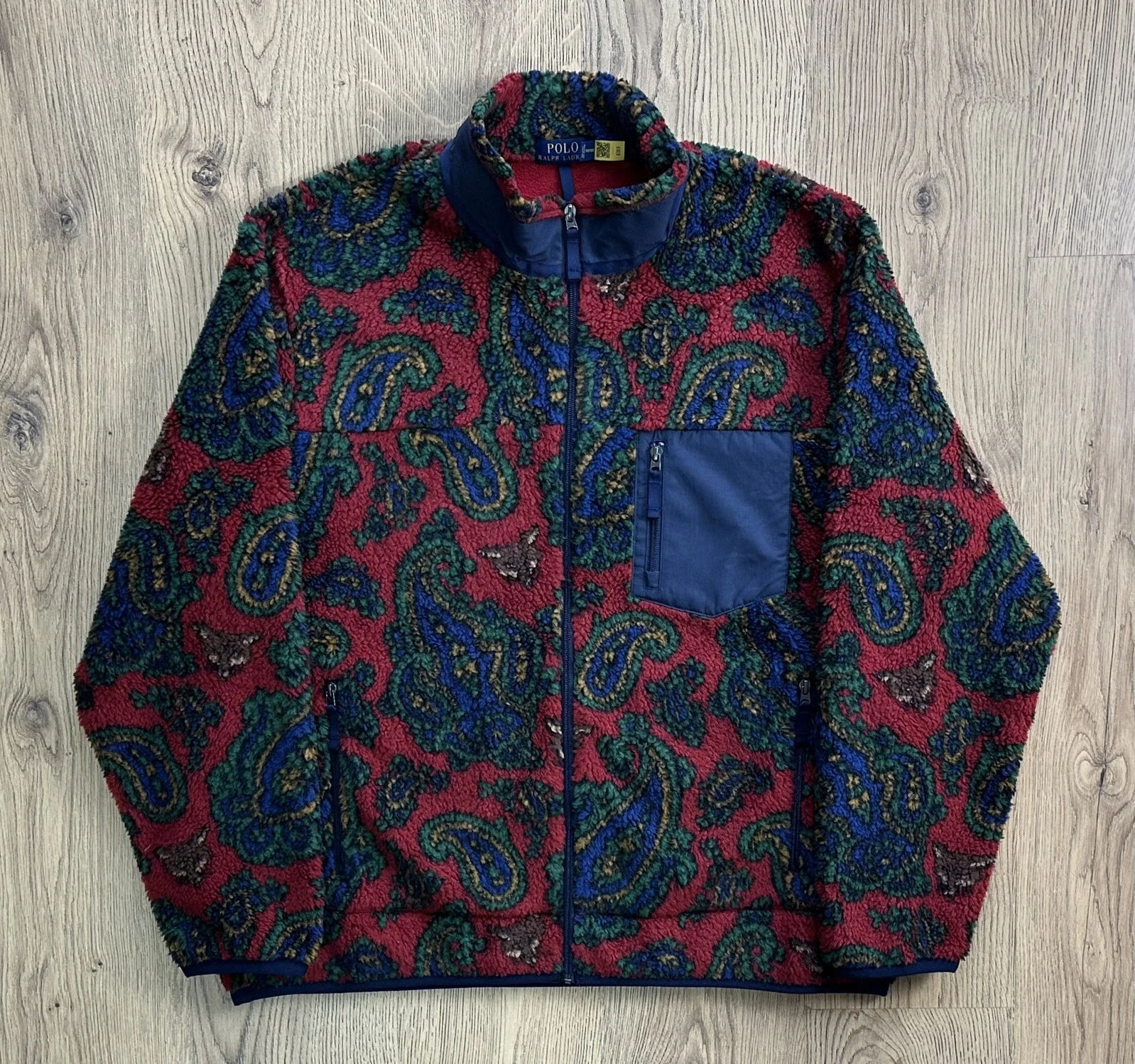 Ralph Lauren - Men’s Paisley Jacquard Fox Print Fleece Jacket (XXL) RRP £319