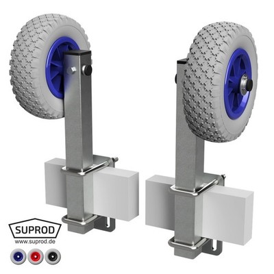 1 Paar Sliprollen mit Stütze Sliphilfe Bootstrailer PU-Reifen Ø 200 mm