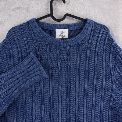 Brooks Brothers Black Fleece Sweater Mens Size BB3 Blue Cable Knit 