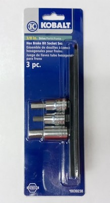 Kobalt 3pc 3/8'' Drive Hex Brake Bit Socket Set 23966