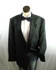 Mens Daks London Plaid Wool Check Vintage Blazer Jacket Size 45L