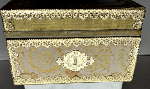 Vtg Ornate Hinged Trinket Jewelry Box 3D Floral Bouquet Gold Foil Trim & Doves - Picture 6 of 16