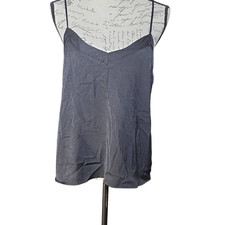 Stars Above Women's Size Large Black Silky Feel Sleep V-Neck Tank Top